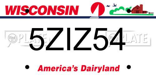 5ZIZ54 Wisconsin License Plate