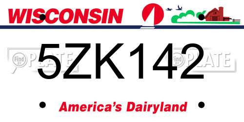 5ZK142 Wisconsin License Plate