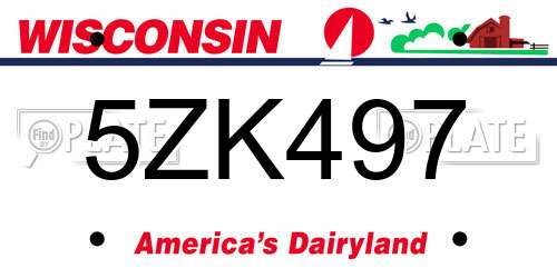 5ZK497 Wisconsin License Plate