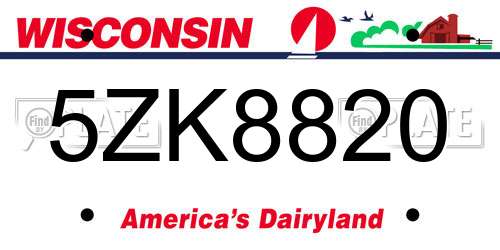 5ZK8820 Wisconsin License Plate