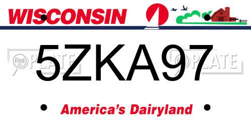 5ZKA97 Wisconsin License Plate