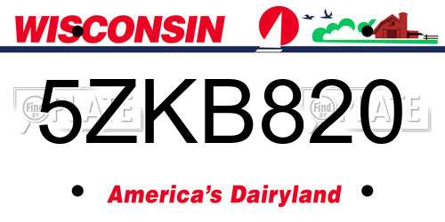 5ZKB820 Wisconsin License Plate