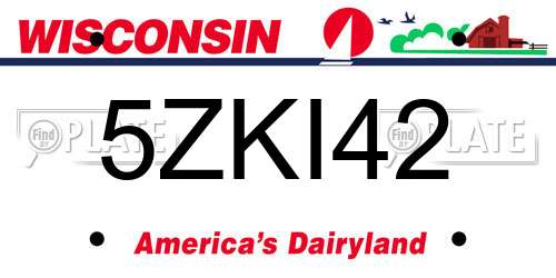 5ZKI42 Wisconsin License Plate