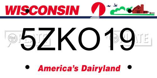 5ZKO19 Wisconsin License Plate