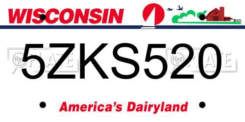 5ZKS520 Wisconsin License Plate