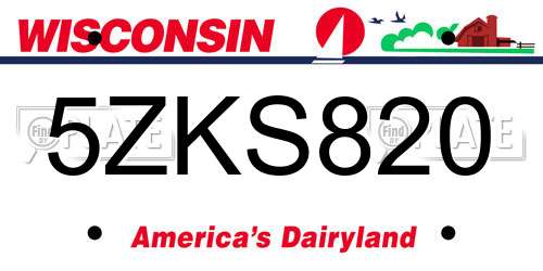 5ZKS820 Wisconsin License Plate