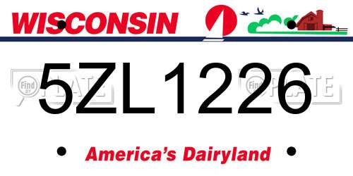 5ZL1226 Wisconsin License Plate