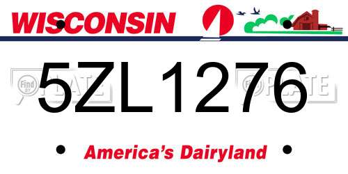 5ZL1276 Wisconsin License Plate