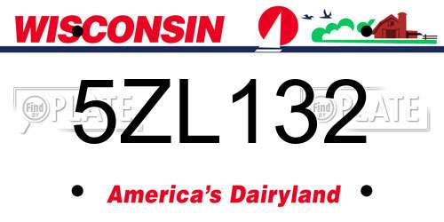 5ZL132 Wisconsin License Plate