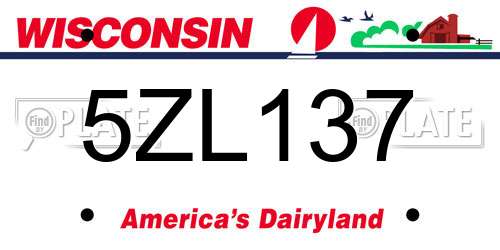 5ZL137 Wisconsin License Plate