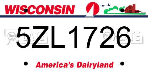 5ZL1726 Wisconsin License Plate