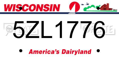 5ZL1776 Wisconsin License Plate