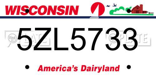 5ZL5733 Wisconsin License Plate