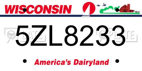 5ZL8233 Wisconsin License Plate