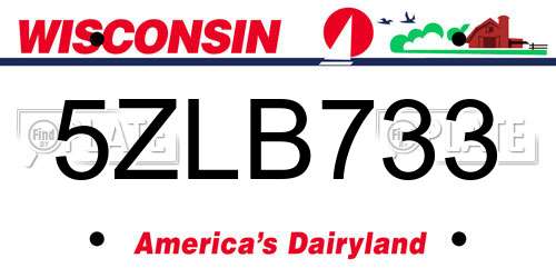 5ZLB733 Wisconsin License Plate