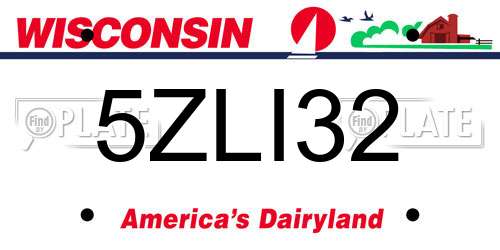 5ZLI32 Wisconsin License Plate
