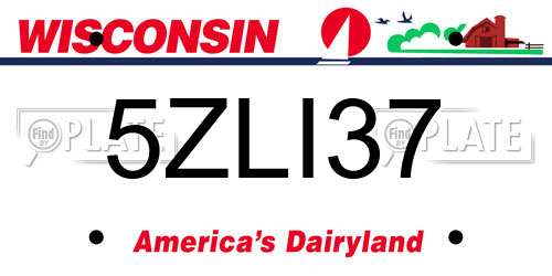 5ZLI37 Wisconsin License Plate