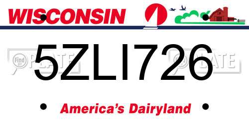 5ZLI726 Wisconsin License Plate