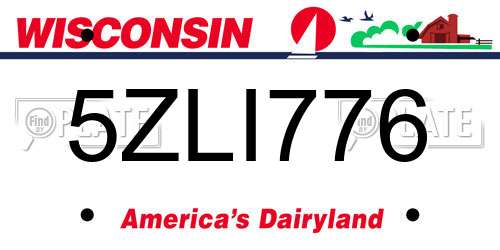 5ZLI776 Wisconsin License Plate