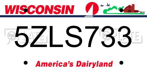 5ZLS733 Wisconsin License Plate