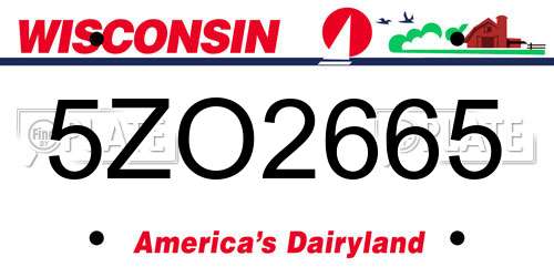 5ZO2665 Wisconsin License Plate