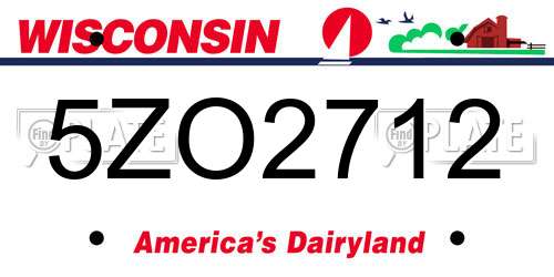 5ZO2712 Wisconsin License Plate