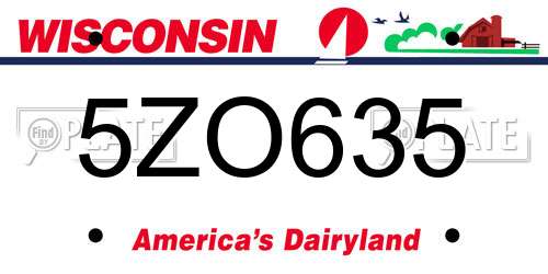 5ZO635 Wisconsin License Plate