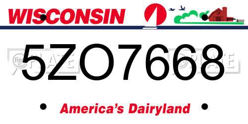5ZO7668 Wisconsin License Plate