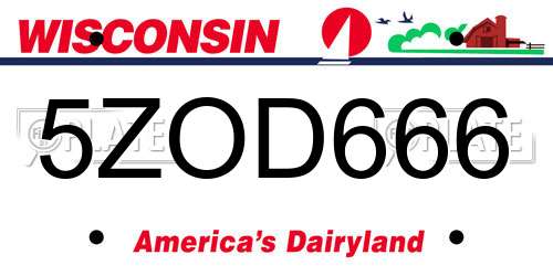 5ZOD666 Wisconsin License Plate
