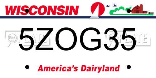 5ZOG35 Wisconsin License Plate