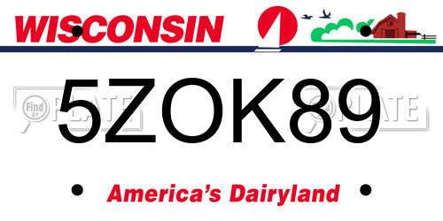 5ZOK89 Wisconsin License Plate