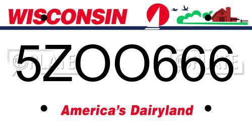 5ZOO666 Wisconsin License Plate