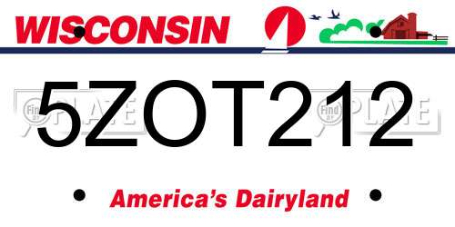 5ZOT212 Wisconsin License Plate
