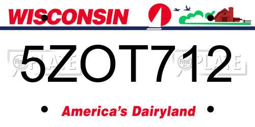 5ZOT712 Wisconsin License Plate