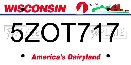 5ZOT717 Wisconsin License Plate