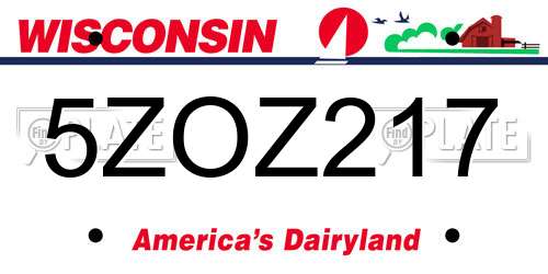 5ZOZ217 Wisconsin License Plate