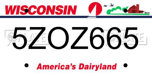 5ZOZ665 Wisconsin License Plate