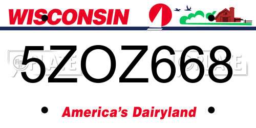 5ZOZ668 Wisconsin License Plate