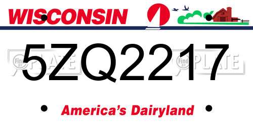 5ZQ2217 Wisconsin License Plate