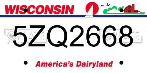 5ZQ2668 Wisconsin License Plate