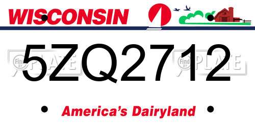 5ZQ2712 Wisconsin License Plate
