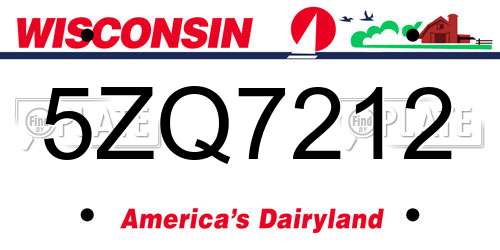 5ZQ7212 Wisconsin License Plate