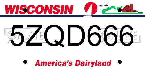 5ZQD666 Wisconsin License Plate