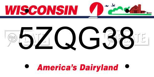 5ZQG38 Wisconsin License Plate