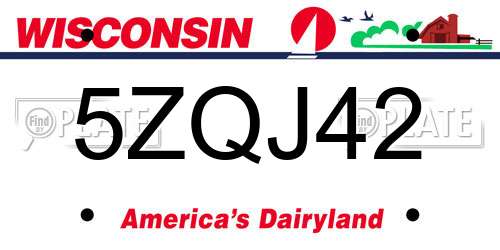 5ZQJ42 Wisconsin License Plate