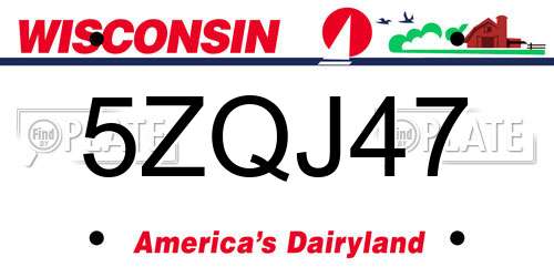 5ZQJ47 Wisconsin License Plate