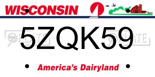 5ZQK59 Wisconsin License Plate