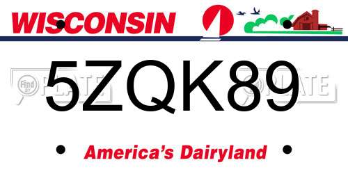 5ZQK89 Wisconsin License Plate