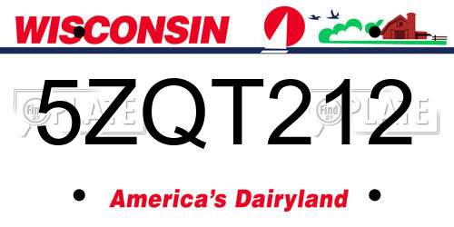 5ZQT212 Wisconsin License Plate