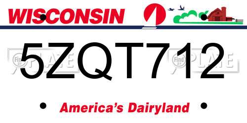 5ZQT712 Wisconsin License Plate